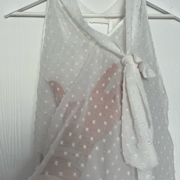 shein swiss dot cut out front halter neck blouse - Picture 4 of 9